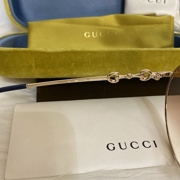 New Authentic Gucci Sunglasses GG0878S 003 59 Horsebit Oversized Round - Picture 9 of 12